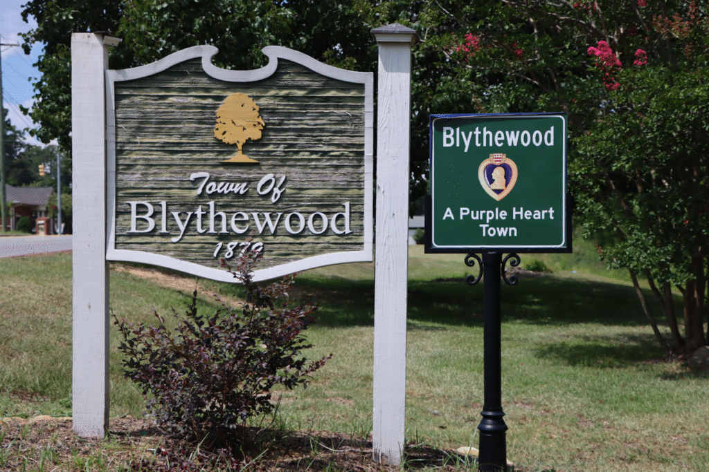 Town of Blythewood sign